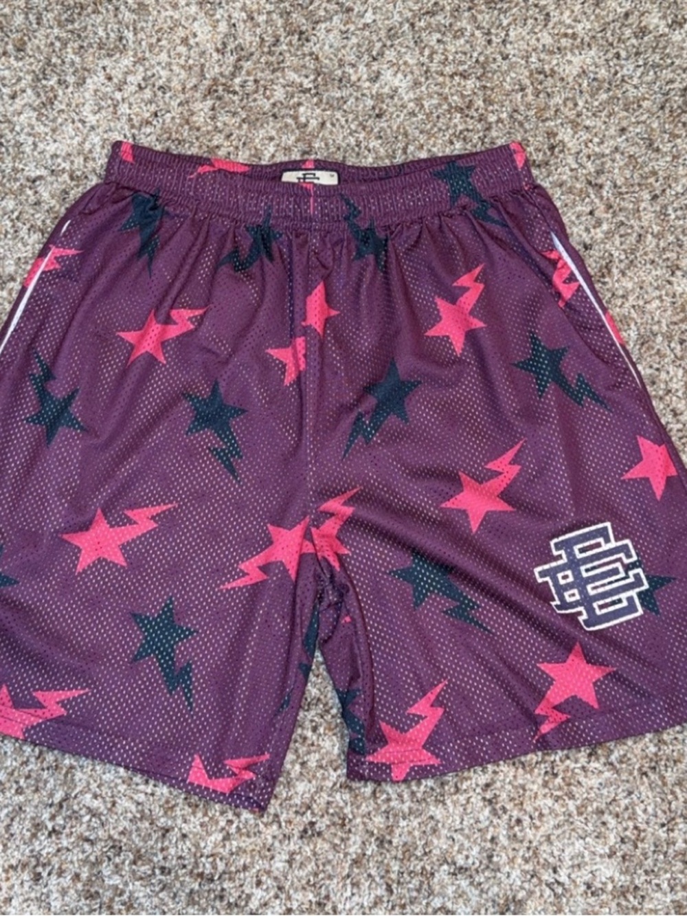 Eric Emanuel Purple Mesh Athletic Shorts